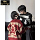 Ice hidden sweater men's autumn and winter trendy brand retro striped autumn and winter loose casual lazy style American round neck sweater couple outfit black [Hui/*1592] M Recommended 95-110Jin [Jin equals 0.5 kg]