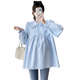 珺妧宓孕妇装春秋装2025孕妇秋季新款甜美气质娃娃领宽松上衣 蓝色--单件上衣 L