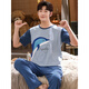 Jin Chong Datong pajamas 12-15 years old men's short-sleeved trousers in summer teenagers 15-16-17 years old junior high school students set bright yellow 3527 gray three-frame short-sleeved trousers 170 Standard version - men's L size 160-170C