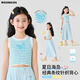 
moonkids children's clothing girls vest 2025 summer new children's striped knitted sleeveless top girls dopamine suspenders 19122 blue vest + 15268 blue wide-leg pants 170 cm