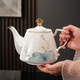 LOEB bone china rotatable water set tea set teapot tea cup set opening housewarming gift light luxury high-end gift box gift bone china ink leaf white lotus set-gift box