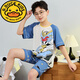 G.DUCKKIDS children's pure cotton boy pajamas summer short-sleeved egg cartoon handsome little boy suit thin home clothes big boy 6636# 170 size 18 height (145-155cm)