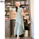 Robe épissée chinoise de style chinois de style coton pour les femmes en été 2025 Nouvelle petite personne Tempérament de taches minces de style chinois jupe 6173 Couleur d'image [haute qualité 58] M 90-100jin [Jin est égal à 0,5 kg]