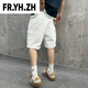 
FR.YH.ZH Yin Xiaoji Heavy washing loose workwear large pocket white bamboo joint denim shorts five-point pants men and women 1049 white M 90-110
