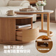 Solid wood coffee table size combination modern simple log round tea table living room slate tea table small apartment storage side table solid wood color + white slate surface coffee table + side table