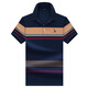 Polo Sport Summer Raff Paul Polo Shirt Neu reines Baumwollkurzärmel-T-Shirt-T-Shirt Striped Casual Revers Herren Atmungsfreier schlanker Fit 3523 Blau 170/m Einzelgröße