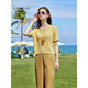 Kamilans einzigartiger und wunderschöner kurzärmeliger Pullover für Frauen 2025 Sommer Neues loses Design Chic Agerecing Top Yellow S