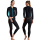 He Jiagong couple's long-sleeved 3MM thickened and warm men's and women's one-piece swimsuit surfing suit jellyfish suit diving black and water blue S