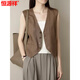 Hengyuanxiang Retro British Style Women Lense Linen Lense V-образное костюм Vest 2025 Весна и летняя трудная темпераментная темпераментная куртка из глины Clay L (Рекомендуемый 100-джин [JIN равняется 0,5 кг] -115JIN [JIN равен 0,5 кг]))