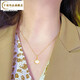 Qianjun gold Yibeizi necklace for women 18K gold diamond shell clavicle chain Valentine's Day birthday gift for girlfriend 18K gold diamond pendant + 925 chain can be engraved