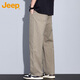 Jeep (JEEP) casual pants men's autumn and winter trendy straight work pants men's loose cotton trousers men's pants apricot XL
