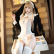 Feimu Role-playing Juicing Schoolgirl Sexy Pure Flirting Perspective Uniform Tempting Pajama Set Dating ZY6167 Sweet Flight Pink [Hat + Bow Tie + Top + Transparent