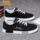 Jeep (Jeep) Zapatos para hombres Spring New Breathable Canvas Shoes Versión coreana para hombres de versátiles zapatos planos versátiles de desgaste para hombres zapatos casuales resistentes al desgaste 6636 Black and Red Modelo/insignia Store 40 40