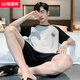 Hengyuanxiang Pajamas para hombres Algodón de algodón de verano pantalones cortos de algodón corto de manga corta para niños para niños de mediana edad y los jóvenes pueden usar traje 9928 [h