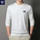 Karen Whale 320g pure cotton sweatshirt men's ten thousand needle embroidered long-sleeved T-shirt round neck middle-aged and young man 6628-white one size 54