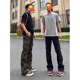 Katuchi American High Street Design Camouflage Hosen Herren Sommer Trendy Retro Straight HipHop Micro-Gloss Workwear Jeans Camouflage XL