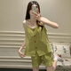 Yalu Yunduo Pyjamas en coton pour les femmes en été avec poitrine Sexy Shet Set Set Les vêtements de maison pour femmes peuvent être portés à l'extérieur du 9226 APRICOT XL (120-140jin [Jin est égal à 0,5 kg]))