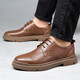 UETEEY2025 autumn and winter leather shoes men casual British Martin boots men real I leather Korean style trendy work shoes low top men's shoes 100 brown 9922 44