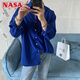 NASA XVVX潮牌韩版垂感白衬衫男士长袖高级感冰丝宽松春秋内搭正装西装衬衣 白色 XL