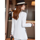 Chaqueta de traje ke fuyan para mujeres traje blanco de longitud media 2025 Nuevo sentimiento de primavera Temperamento casual traje profesional otoño 9926 traje blanco + 9926k pantalones blancos s