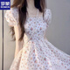 ROMON First Love Gentle Wind Puff Sleeve Puffed Sleeve Dress French Milk Sweet Floral Princess Skirt with a unique waist and beautiful summer White Floral [Stock Store Quality] L 100-120Jin [Jin equals 0.5 kg]