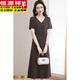 Hengyuanxiang fashionable temperament pure cotton dress for women summer V-neck long loose casual pocket large size t-shirt dress slimming skirt dark coffee 9856 style M 100-110Jin Jin is equal to 0.5 kg