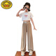 G.Duckkids Girls Straight Wide-Leg Hosen Sommer 2024 Neue Kindereis-Seidenmückenhose Dünne Hosen mittelschwerer Kinder Shake Hosen HL-1047 [Schwarz] 160 cm