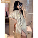 Victoria's style internet celebrity nightgown for women's summer thin ice silk short-sleeved shirt for women's pajamas for summer cool simulated silk home clothes 1355 [removable chest pad] M [75-100Jin [Jin equals 0.5 kg]]