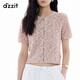 DZZIT地素短袖针织衫2025夏季新款多巴胺正肩开衫上衣女3J2E52219 彩色 S