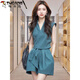 Woodpecker (TUCANO) cotton niche vest shorts goddess suit 2025 summer new style dignified fashion age-reducing two-piece set 5247 blue L [Suggested 105-115Jin [Jin equals 0.5 kg]]