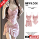 
ZUQT Bikini Swimsuit Women's Three-Piece Set Slide Female Conservative Seaside Vacation Niche Hot Spring Swimsuit Water 9882 Pink L [Suggested 95-106Jin [Jin equals 0.5 kg]]