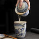 
Sanqihuru kiln tea set 2024 new household tea brewing device light luxury kung fu tea cup cover bowl gift box 9272 Ru kiln teapot + cover bowl Jiangshan---Gift box