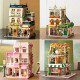 2025 new building blocks and flower play house girl toy adult version puzzle assembly house street view villa music dog fashion home 1048 pieces [Send lights]