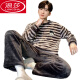 LangSha Coral Velvet Pajamas for men autumn and winter style plus velvet thickened warm set flannel men autumn home clothes K3892 L