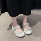 Mary Jane Single-Schuhe Frauen Spitze Hollow Mesh atmungsaktiv dicker Sohle Slow-Step-Schuhe Nicht-rutschfeste Kleidung-resistente lässige und modische Mutterschuhe YGNX-672 Beige 37
