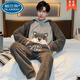 
Palando Men's pajamas in autumn and winter thickened coral velvet flannel home clothing set cartoon plus size warmth for outside wear 9901 [thickened plus velvet] round neck [gift for gifts on Chinese Valentine's Day] L 90-120Jin [Jin equals 0.5 kg] [brand special offer]