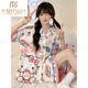 Modal pajamas for women in summer imitation silk. Thick and thin style for students cute sweet cartoon ice silk short-sleeved home clothes summer suit #YX-9214 2XL [131-145]Jin[Jin equals 0.5 kg]