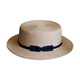 Tochino Japanese style straw hat women's summer sun hat flat brim small bow flat top hat sun protection beach hat vacation beige