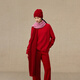 Ordos 1980 wool cashmere pull strip color-blocking fashion scarf for women knitted scarf 25 autumn and winter new products Deep chili red 80cmX40cm