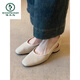 Marca de carpintería sandalias francesas de piel de oveja súper suave para mujeres 2025 Nuevos zapatos de agujero hueco transpirable Retro Mary Jane Fashion Off White 38