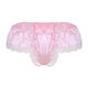 Large Size Bow Transvestite Panties Men's Low Waist Thong Lace Sexy Women's Gangster Sexy T Pink M