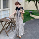 La Chapelle Korean kurzärmelige T-Shirt Streifte lässige Overalls für Frauen zweiteiliger Anzug 2025 Sommer Lose schlampige Weitbein-Hose schwarze T-Shirt-Overalls S (105jin [Jin gleich 0,5 kg])