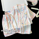Ice Silk Children's Pyjamas für Frauen im Sommer Dünn 2025 neuer Stil für Mädchen USAqi Cartoon Girls Zwei-teilige Heimkleidung 6628# Zweiteiler Set [Short Sleeves + Shorts] 100 [8 Größen] 100-110 cm 30-40jin [Jin gleich 0,5 kg]