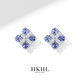 HKHL with certificate 925 silver four-leaf clover earrings for women, natural tanzanite sapphire earrings for women, anniversary gift, a pair of four-leaf clover earrings, certificate + light luxury gift box