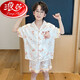 浪莎儿童冰丝睡衣夏季短袖薄款卡通哪吒中大童男孩夏天家居服套装 冰丝短套:Q6636巴拉 8码[身高95-110cm] 均码