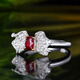 HEEKAIYI Pigeon Blood Ruby Ring Women's 18K Diamond Ring Luxury Chinese Valentine's Day Birthday Gift for Wife and Girlfriend <Supports Customization> 0.73ct The ring can be changed, contact customer service