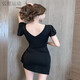 Jie Yintong Deep V Sexy Women's Nightclub Dress Slim и Slim Hip короткая юбка ночная сцена.