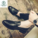
Woodpecker summer new style lazy man kicks bean shoes men's business retro casual leather shoes nightclub hair stylist trendy shoes 3522 black 38