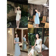 EIA Yiyao elegant art student temperament intellectual simple slanted shoulder dress women summer long and short skirt apricot long dress slightly shot L 110Jin Jin is equal to 0.5kg 120Jin Jin is equal to 0.5kg