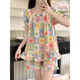 Pajama de algodón modal yunduo para mujeres en verano 2025 Nuevo estilo de princesa dulce con almohadillas en el cofre de mangas cortas shorts de ropa en el hogar 9902-4 amor [con almohadillas de cofre extraíbles] M